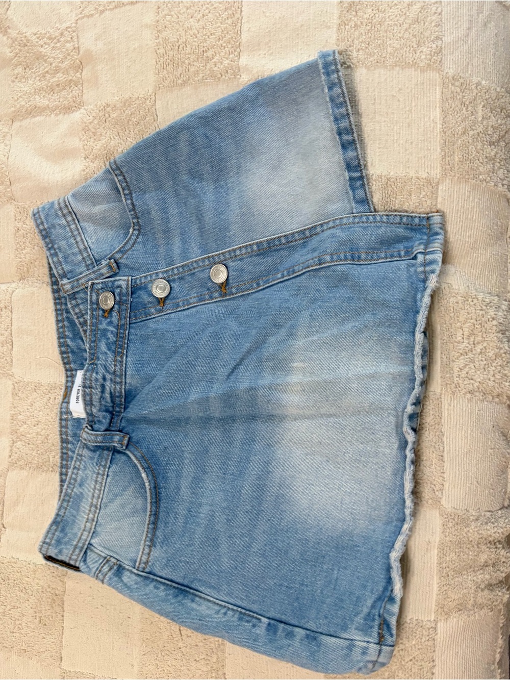 Forever 21 Light Blue Denim Button-Front Mini Skirt